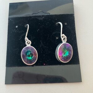 Sterling Silver Dangle Earrings with Mystic Topaz Stones